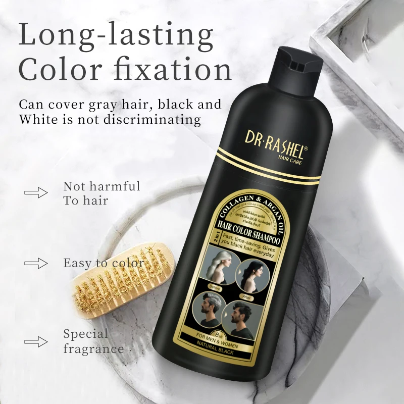 DR RASHEL Collagen & argan oil hair color shampoo    Natural black