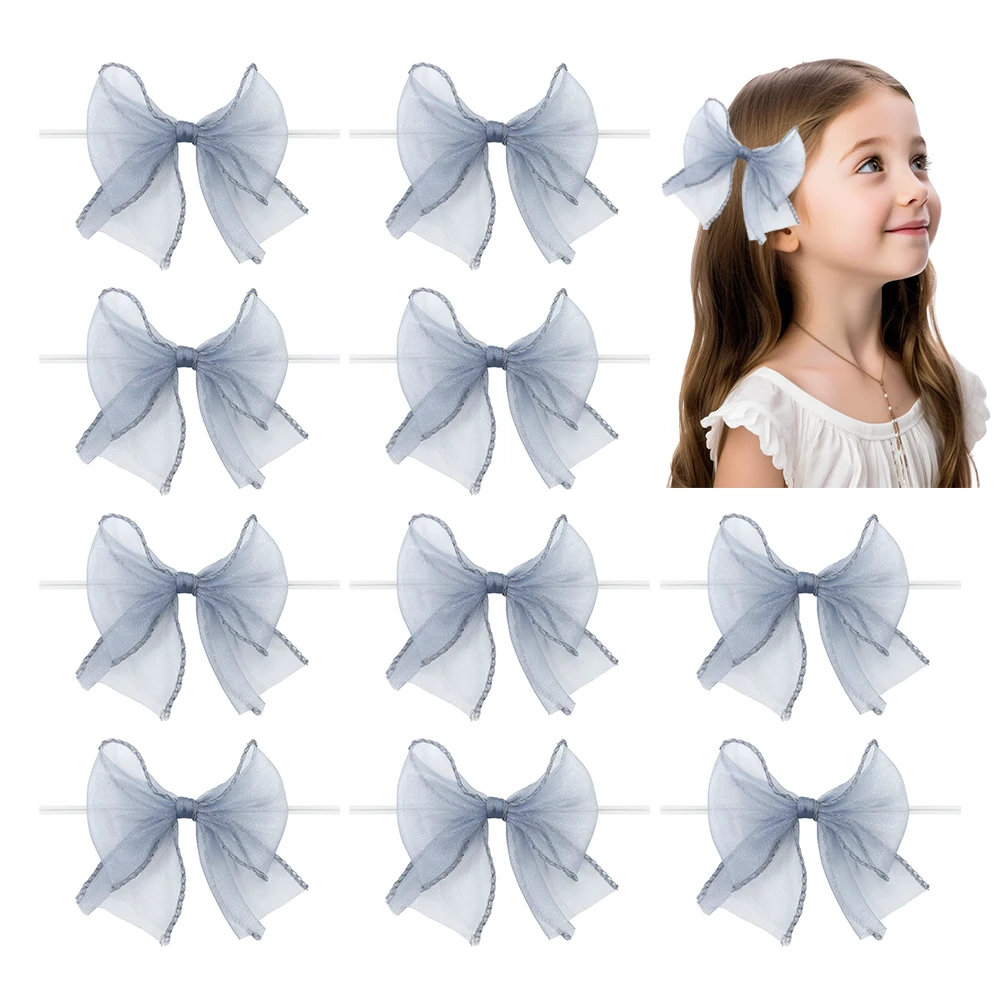 Hot Sale Handmade Baby Organza Bowknot Hair Accessories Fishtail Yarn Princess Bow Ribbon Hair Pin Boutique for Girls Hair Clip