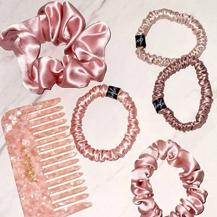 High Quality Custom Elastic Hair Band Tie-dye Process 100% Mulberry Silk Scrunchies Set