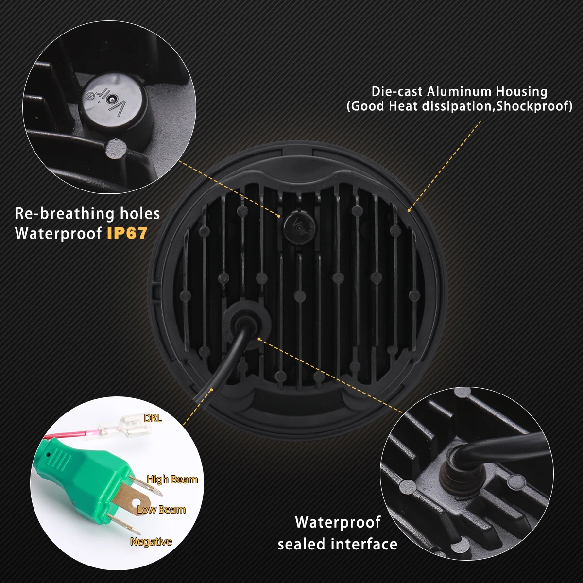 Высококачественный 5 75 'дюймовый налобный фонарь для мотоцикла 75W 5D фара дальнего и ближнего света специально