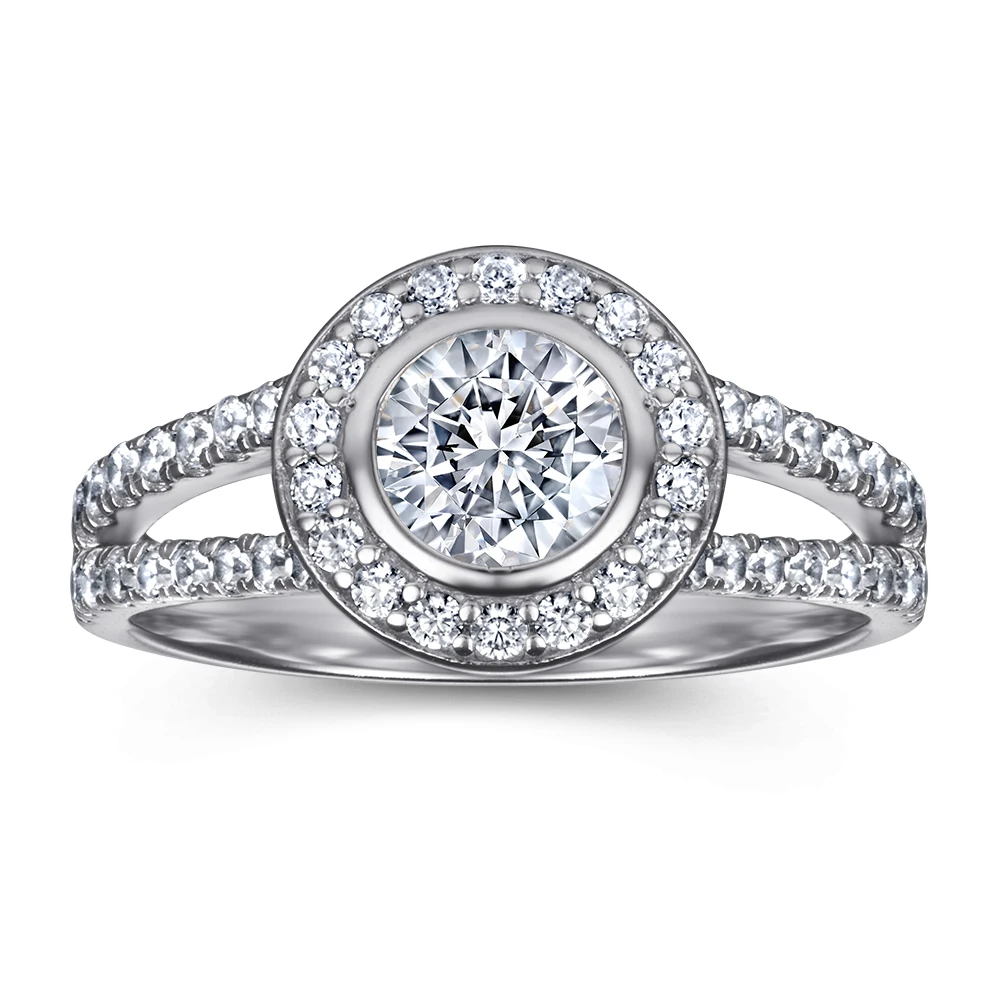 TL-377 New fashion 925 sterling silver rings jewelry 1 CT. diamond split shank jewelry women engagement rings
