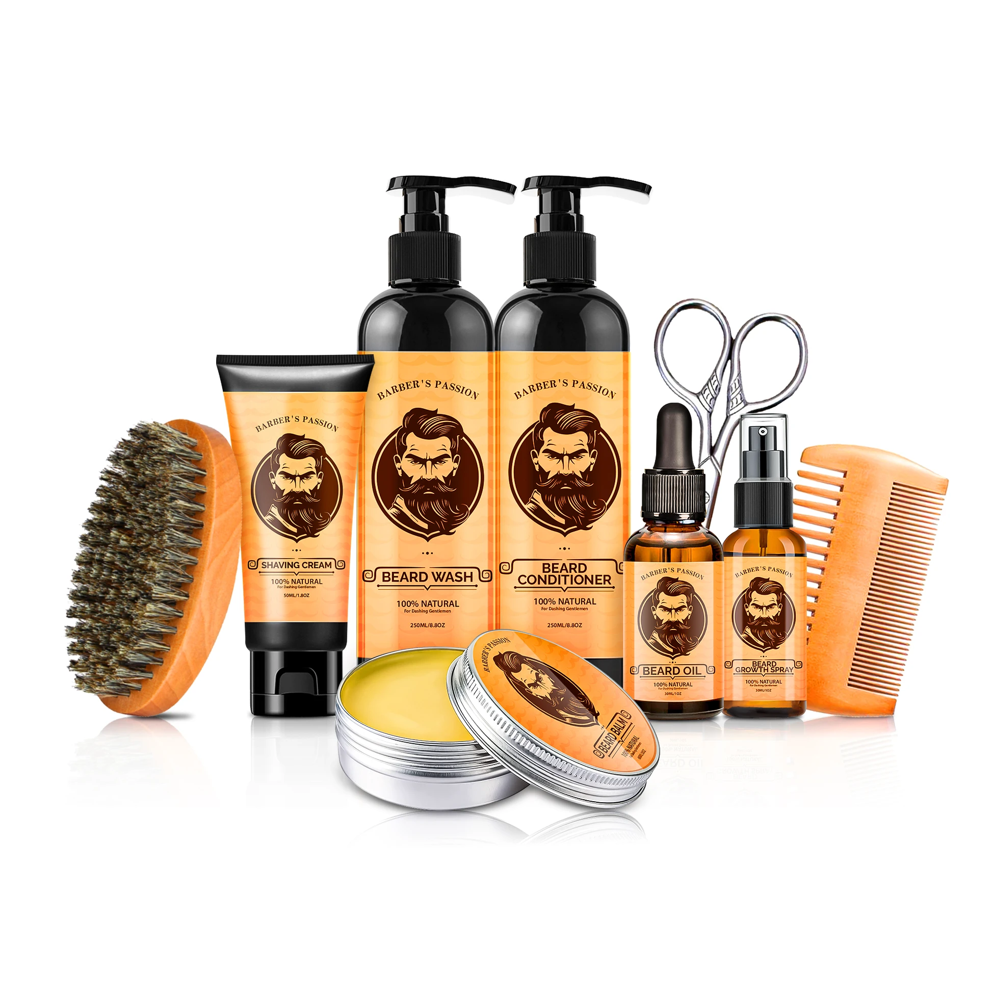 Natural Organic Softens Nourishes Promote Healthy Beard Growth Men Beard Care Kit