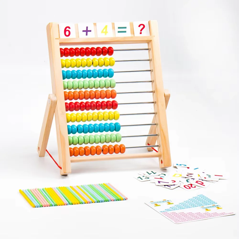 The New Multifunctional Number Calculation Stand Wooden Abacus Montessori Educational Counting Toy For Kids Toddler Boys & Girls
