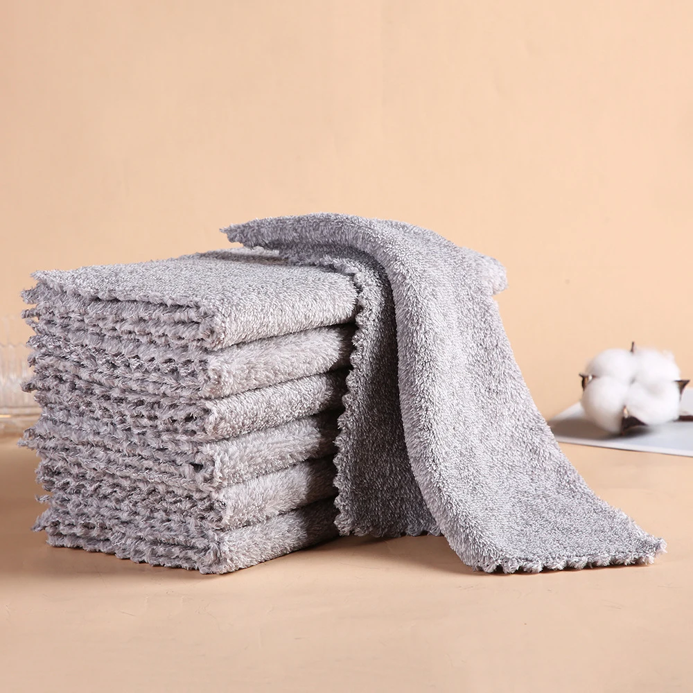 Kitchen Towel Washing Dish Car Cleaning Towel Rags Bamboo Fiber Cloths Dishcloth Wipe Gray Bamboo Cleaning Cloth