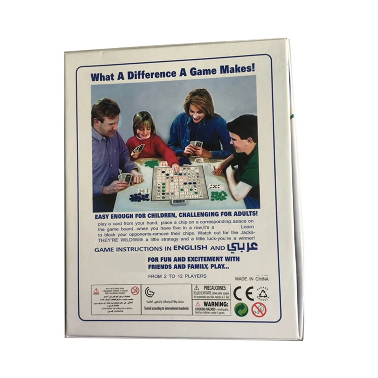 English & Arabic Version Sequence Board Game Family Party Games for 2-12 Players