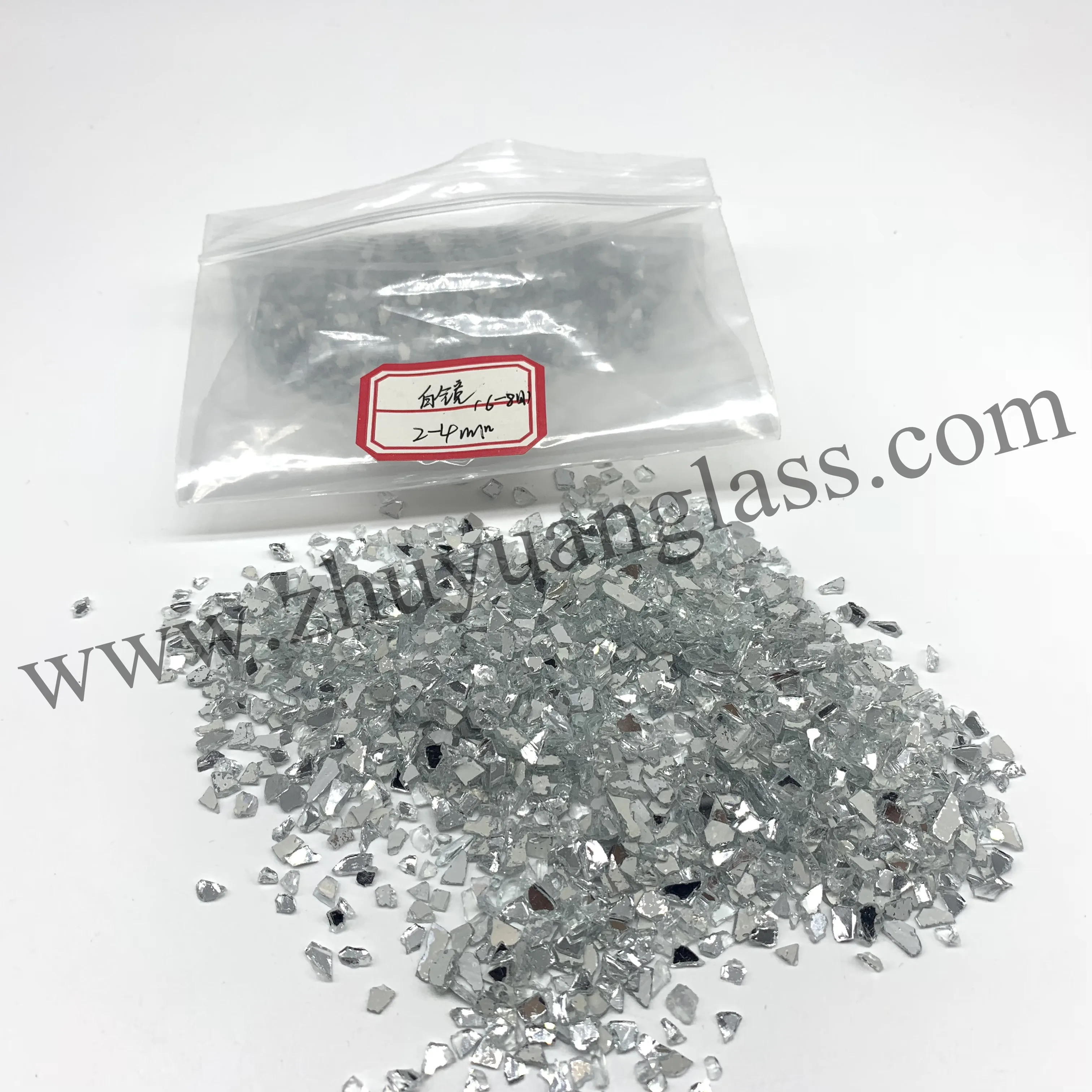 Clear crushed glass broken mirror glass