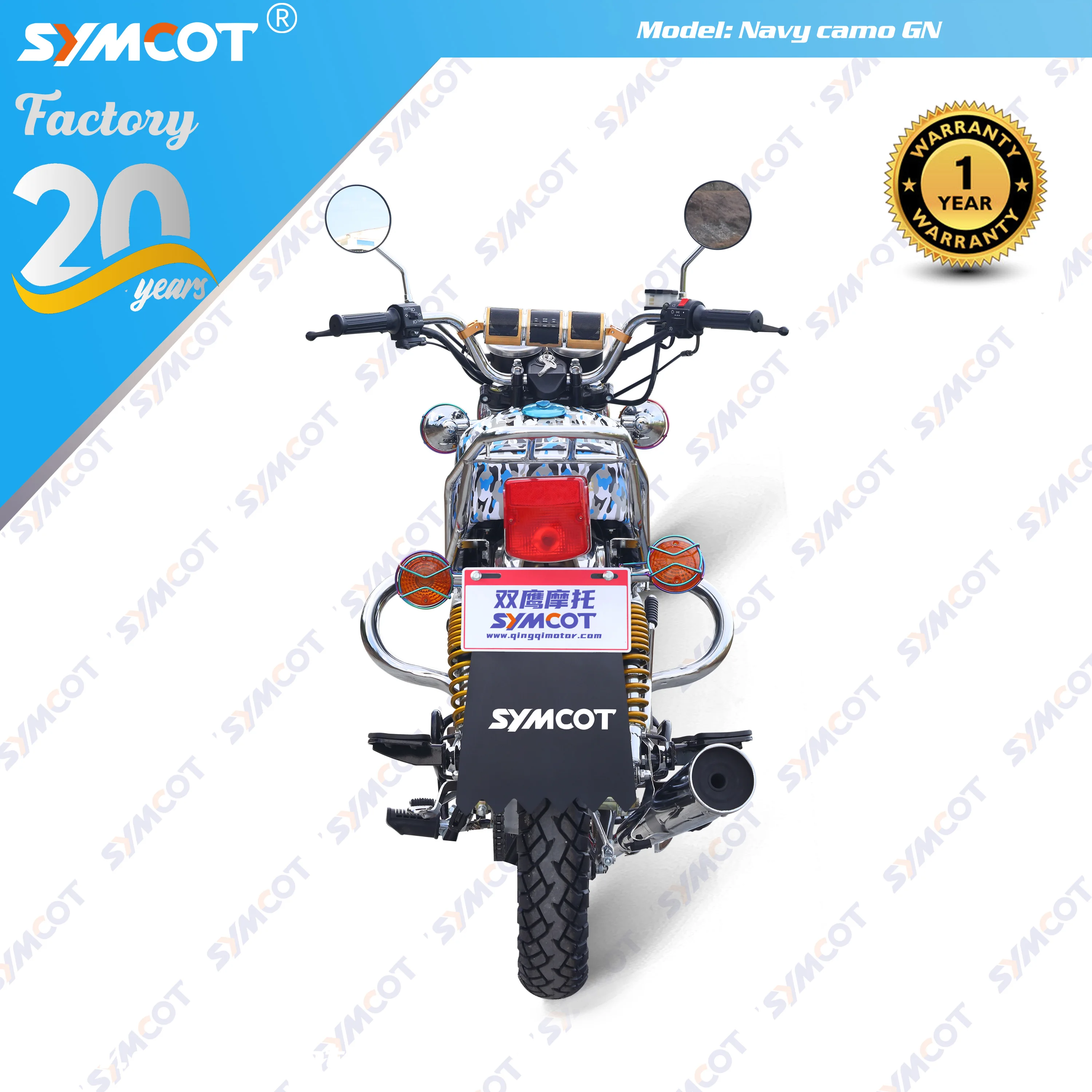 GN150 GN200 navy blue camo aluminum rim LED headlight with mp3 engine protector mud guard