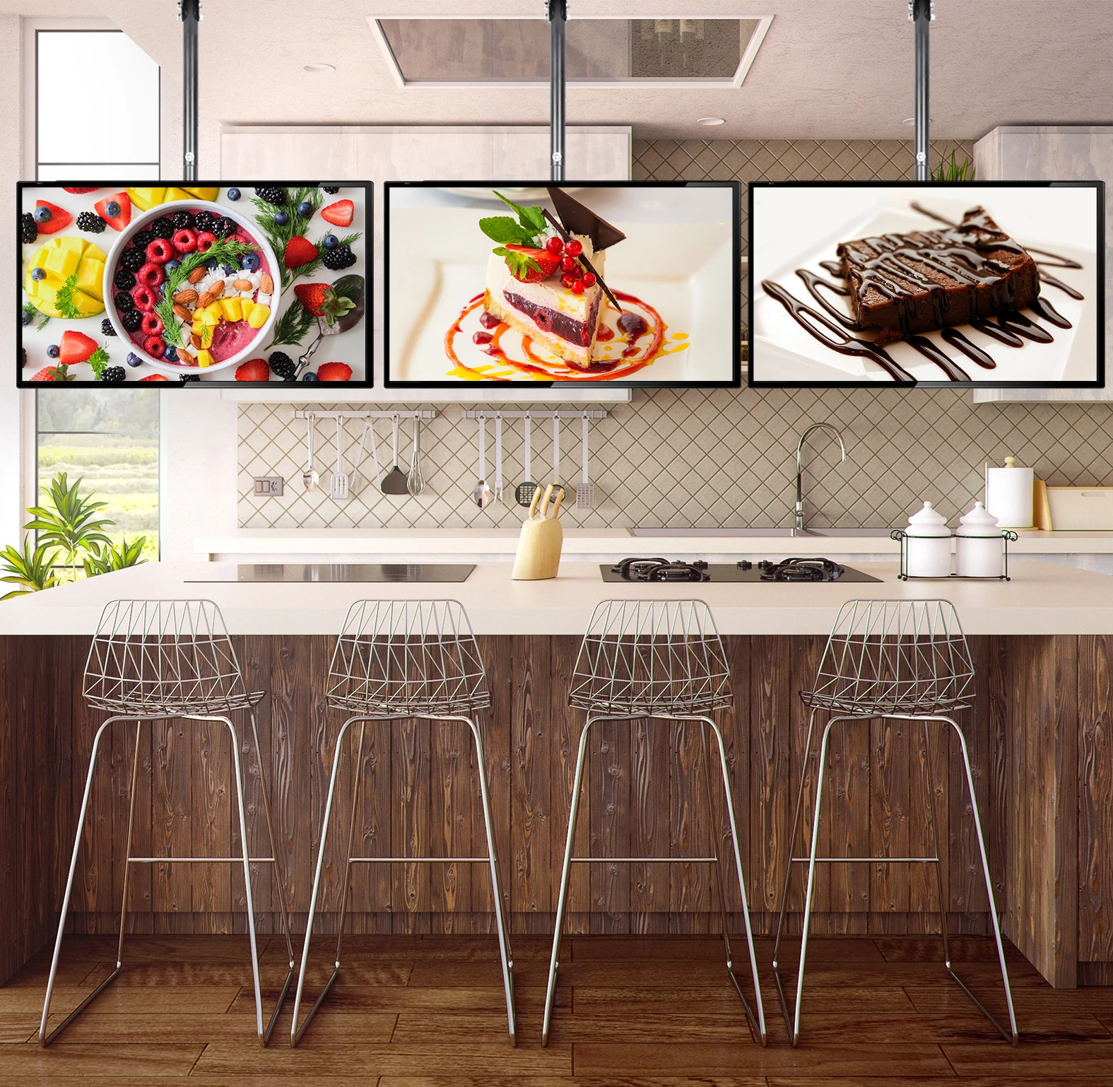 Bulldex 43 Inch Hanging Transparent LCD Screen Ultra Thin Advertising Video Display Player Signage Digital