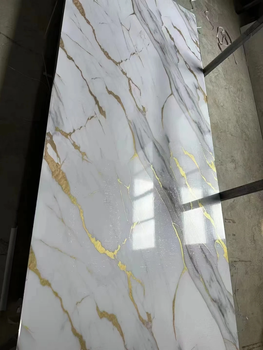 High glossy Solid artificial Marble Sheet PVC Wall Panels Ceiling water proof UV board