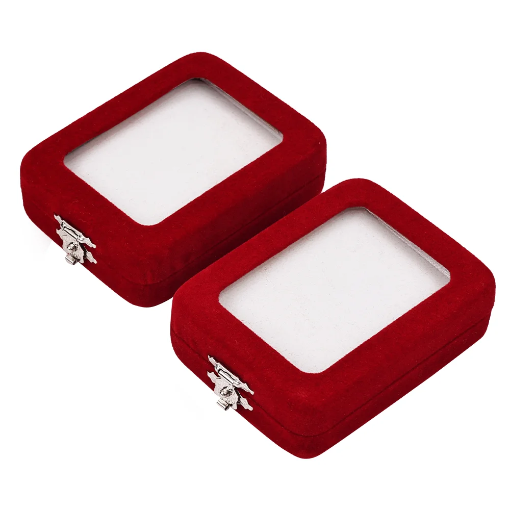 Jewelry Storage Case Clear Window Silver Lock Ring Earrings Gift Boxes Jewelry Display Necklace Jewelry Boxes