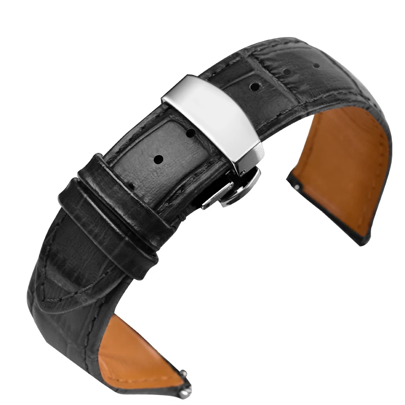 Low Moq Oem Handmade Stainless Steel Clasp Genuine Leather Watch Band Strap