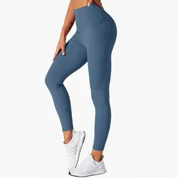 7023 Wholesale Leggins Gym Women Nylon Spandex Pants Fitness Legging Femininas Yoga Leggings With Pocket