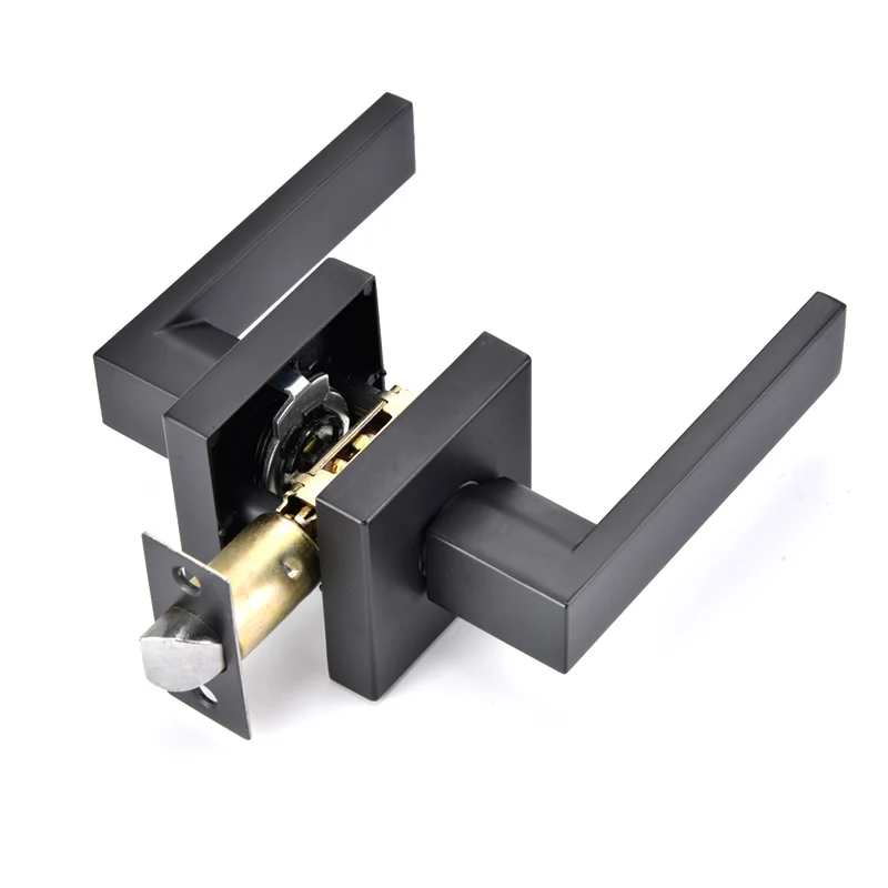 2 Pack Square Door Levers bedroom Bathroom Door Knobs handle Privacy Door Locks set