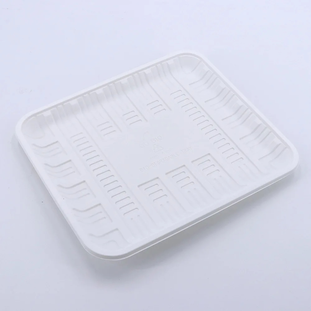 Disposable Biodegradable corn starch  Plates Customizable Fruit Meat Tray For Supermarkets Rectangle Sushi Tray