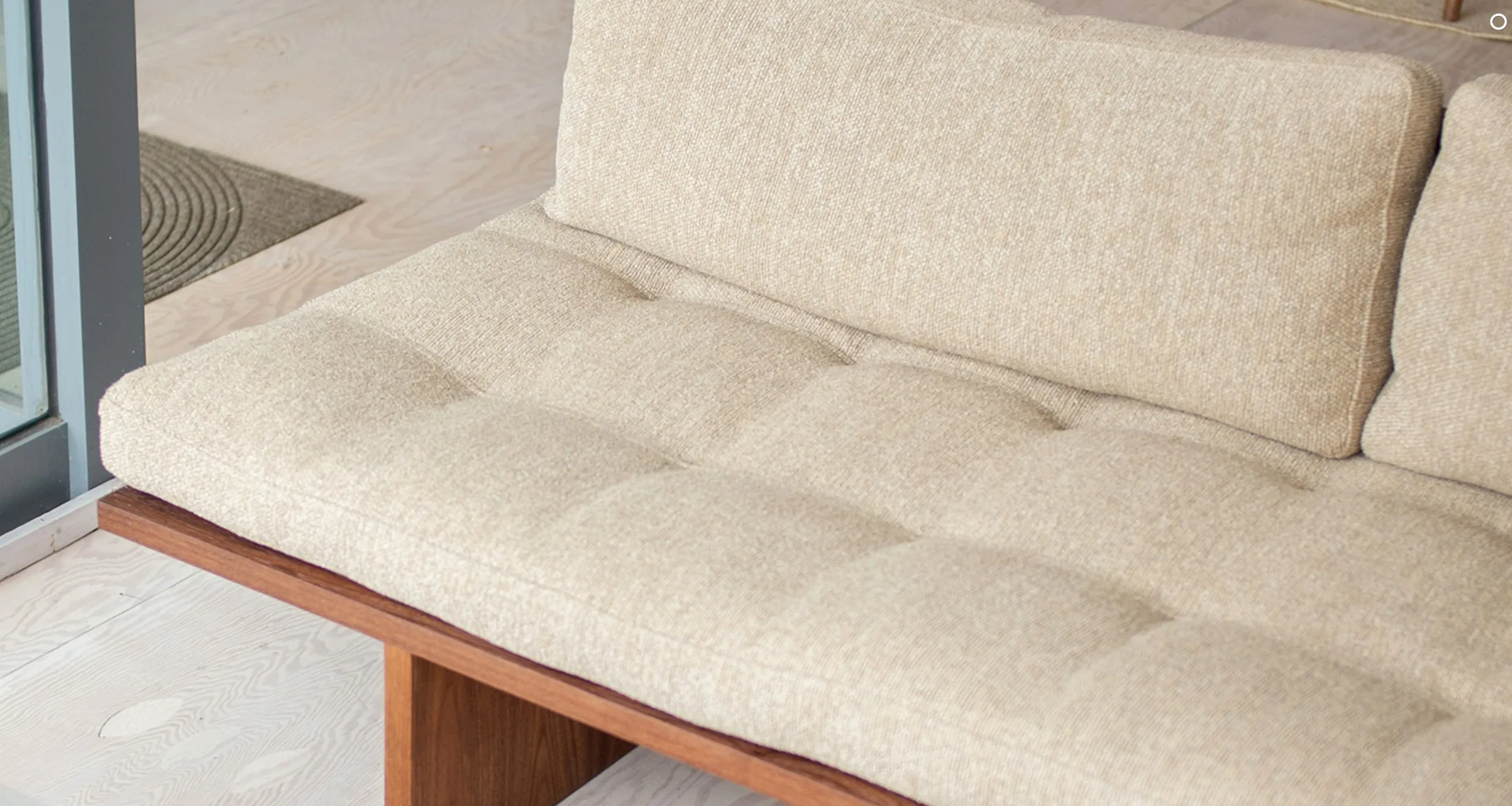 2-Seater Japanese  Minimal Design Outdoor Sofa With Solid Teak Wood & Linen Cushion for Outdoor and Indoor Home Furniture