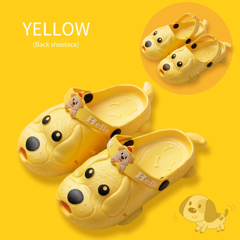 2022 New Style Dog Shape Children Summer Shoes Girls Boys Cork Sole Thick Flat Beach Kids Sandals Cartoon Slippers