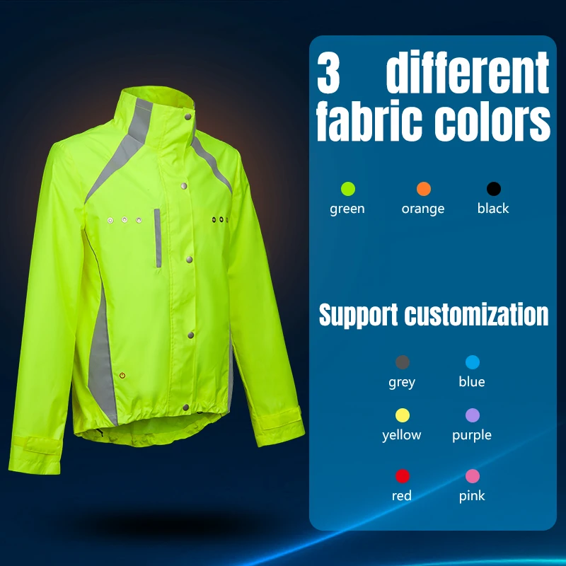Lightweight Warm Windproof Charged Reflector Winter Clothing Led Flash Long Sleeves Reflective Safety Jacket For Climbing