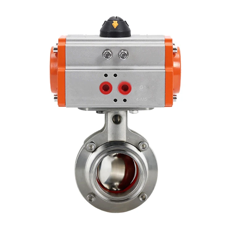 2 inch high temperature Tri Clamp Food Grade Stainless Steel 316L Pneumatic Actuated Sanitary Butterfly Valve