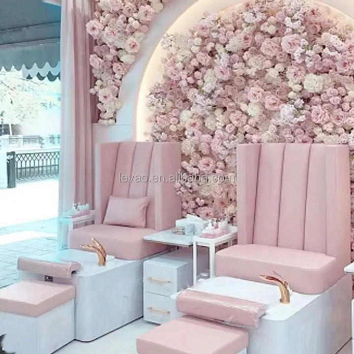 Newest Simple Luxury Style Nail Salon Furniture Spa Pedicure Bench Pink Pedicure Chair For Beauty Nail Spa