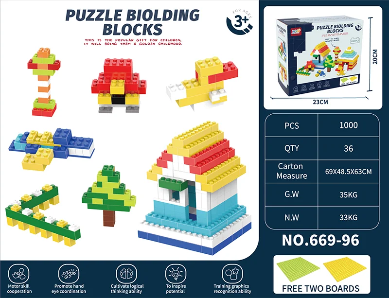 New product 1000pcs square block puzzle houses education colorful diy mini 3d building blocks cube toys for kids