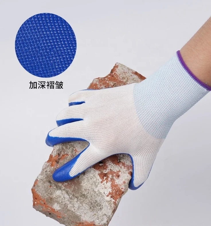Oil Resistant 13 Gauge Nylon Coating Smooth Nitrile Work Gloves For Safety Construction