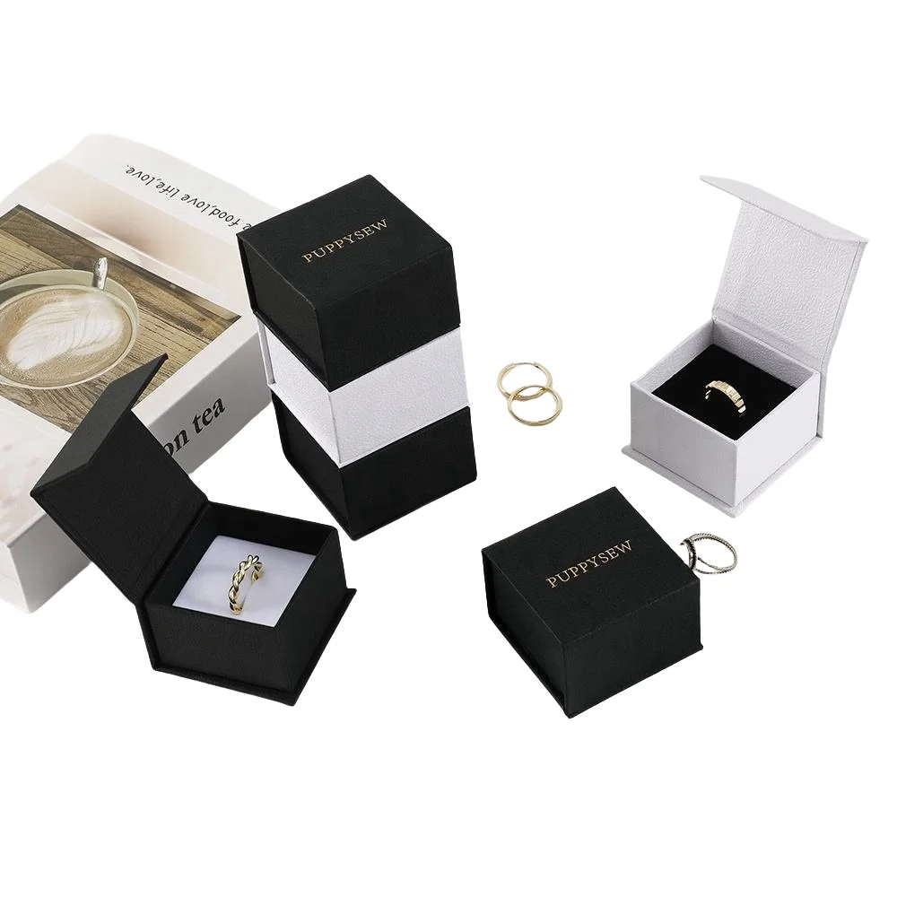 Recyclable Custom Logo Cardboard Paper Flip magnetic Jewelry box Packaging Luxury Folding Magnetic Ring earrings Jewelry Boxes