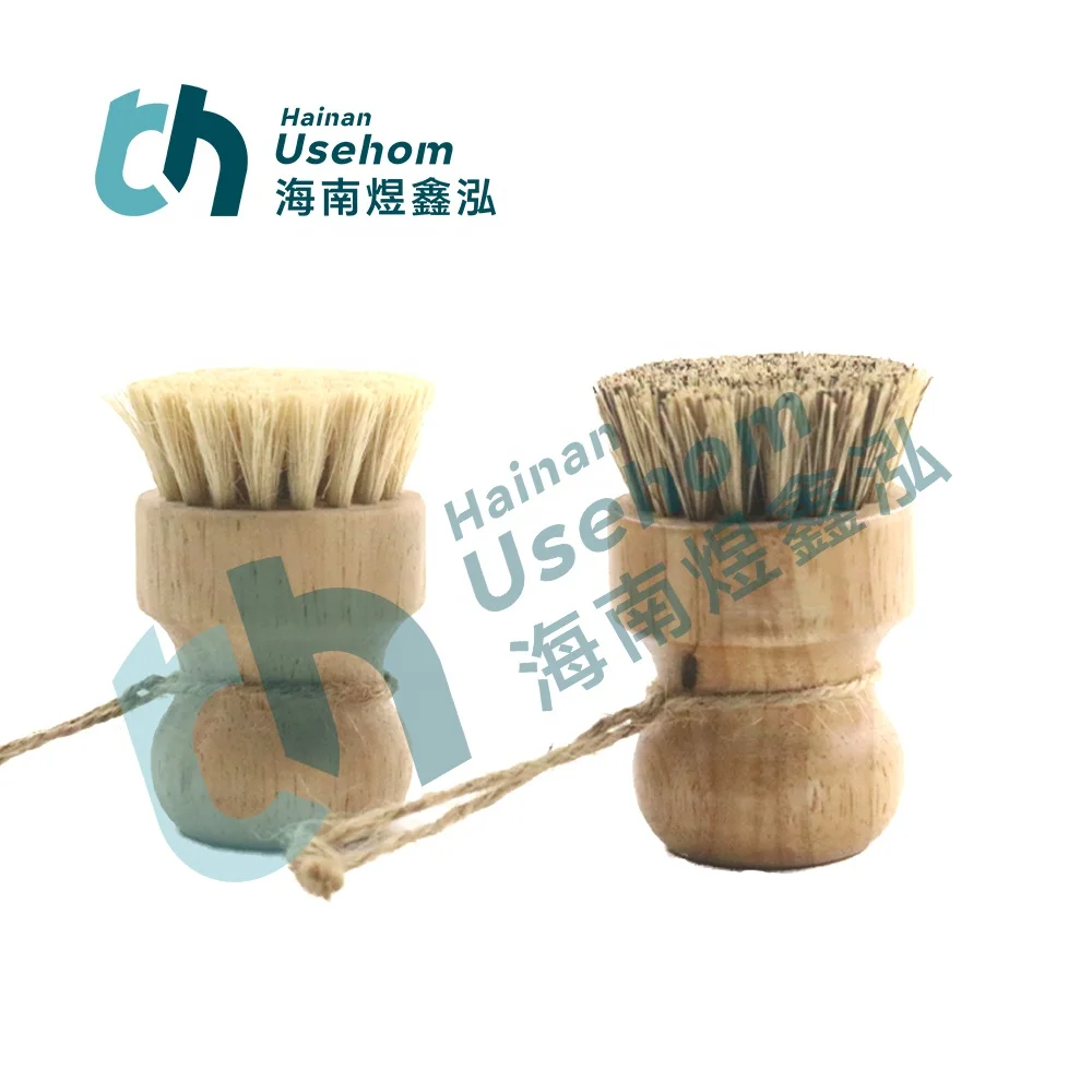 Kitchen Cleaning Brush with Bamboo Wooden Wood Sisal Bristles Brushes for Vegetable Fruit Dish Pot Plate Scrubber