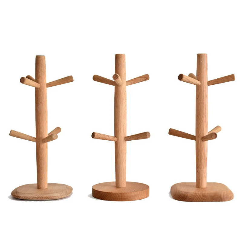
Simple beech handicraft six claw cup rack storage rack kitchen cup rack wooden ornaments 