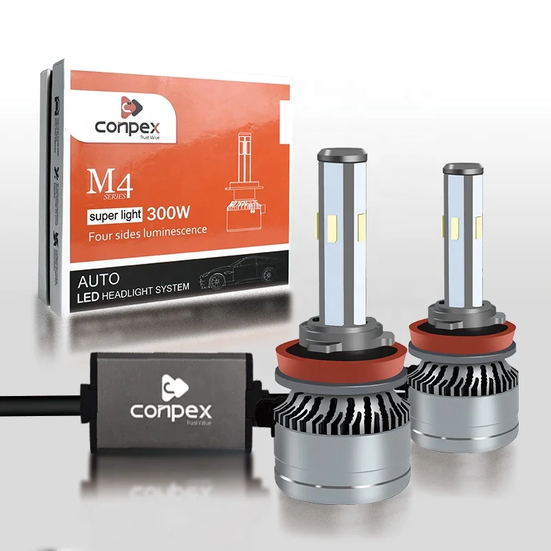 Conpex 4 side 1860 CSP Chip  LED motorcycle headlight Canbus Auto lighting system H11 led headlight bulbs