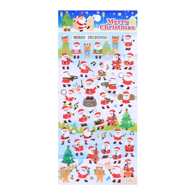 
SHANLE Cartoon Christmas Eve Cute Santa Claus Milu deer image PVC Stickers A gift for a child 