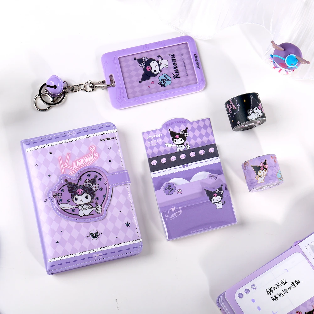 Joytop 1195 Wholesale Kawaii Purple Witch Kuromi Tape Card Sleeve Note Pu Leather Planner Notebook Gift Set cute stationery