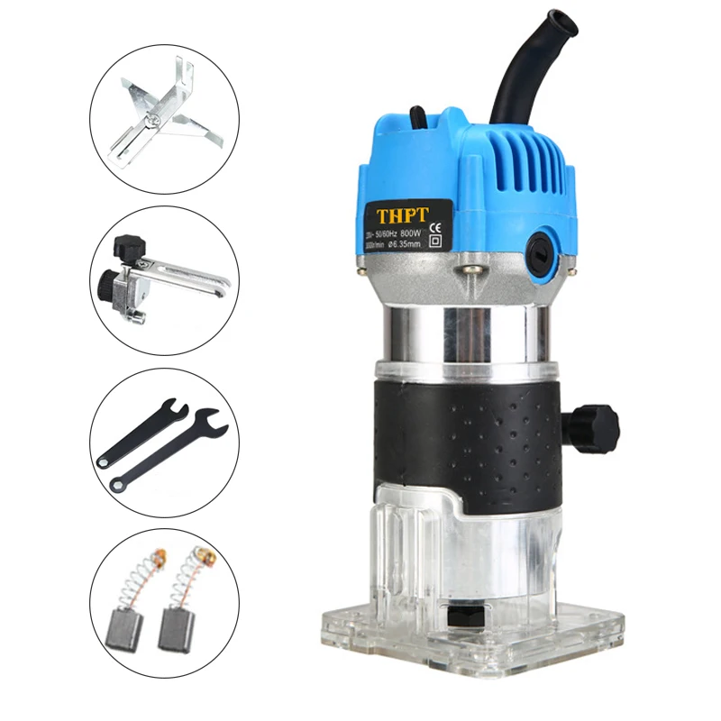 800W 3000RPM Engraving Slotting Trimming Hand Carving Carpentry Power Electric Router Wood Milling Edge Wood Trimmer Machine