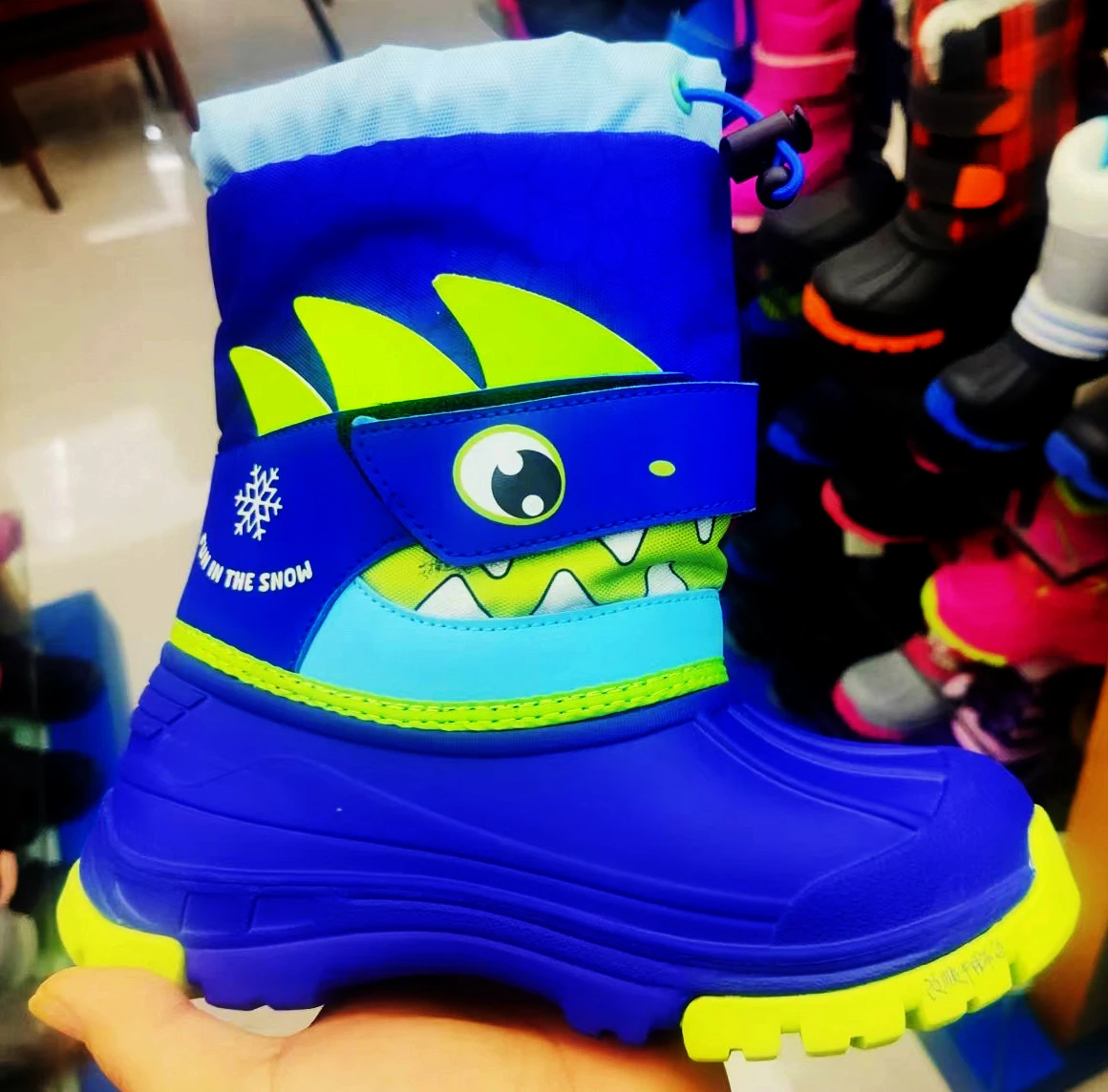 2024 Factory custom Winter Kids Boots Fashion Bow-knot Furry Toddler kids Shoes Knee-high-blue Boots For children Winter