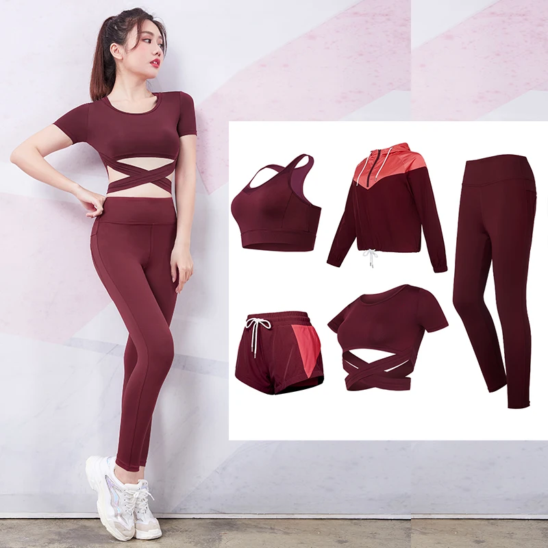 Women Fitness Yoga Set Athletic Apparel Workout Gym Clothes Sports Bra Tank Top Running Leggings Suits Combination Suit Fitness