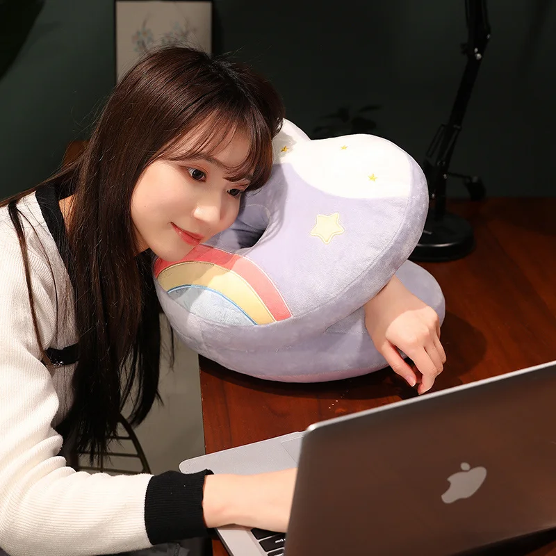 Custom Plush Cute Rainbow Colorful Hand Warmer Doll Stuffed Animal Toys Christmas Home Decorations Back Cushion Pillow Toy