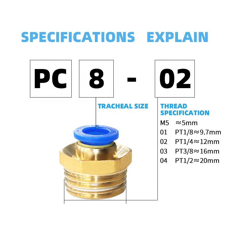 PC8-02 threaded straight quick connector pneumatic component PC4-M5PC4-1/8 full model connector