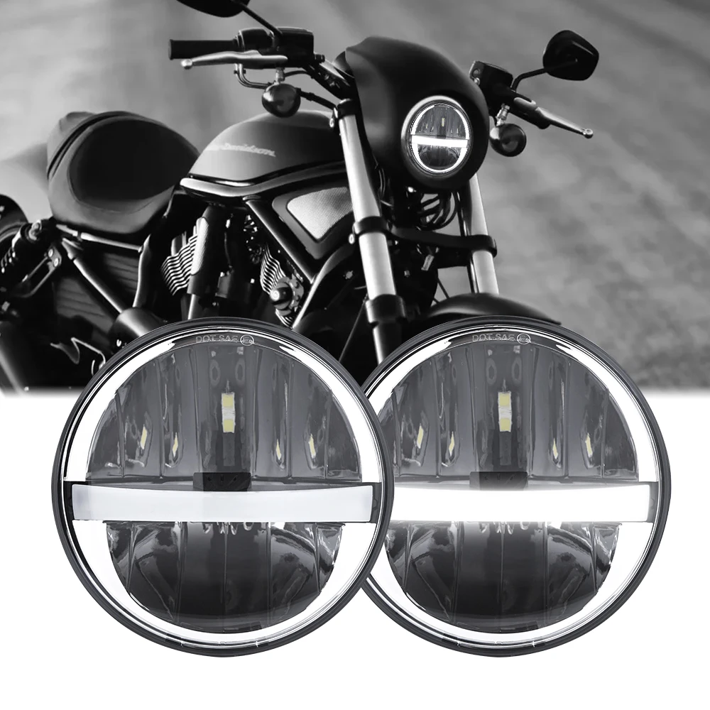 Cr-ee Motorcycle Light Loyo Design Dot Headlight Led H4 Motorcycle 5.75 Inch Front Projector Lamp With Hi/Lo Beam Drl For Harley