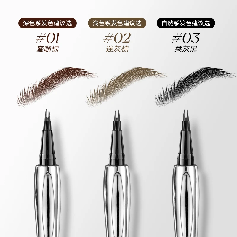 Private Label Eyebrow Pen Slim 2 Fork Nib Professional Waterproof Long Lasting Fast Dry Liquid Positioning Eyebrow Pencil