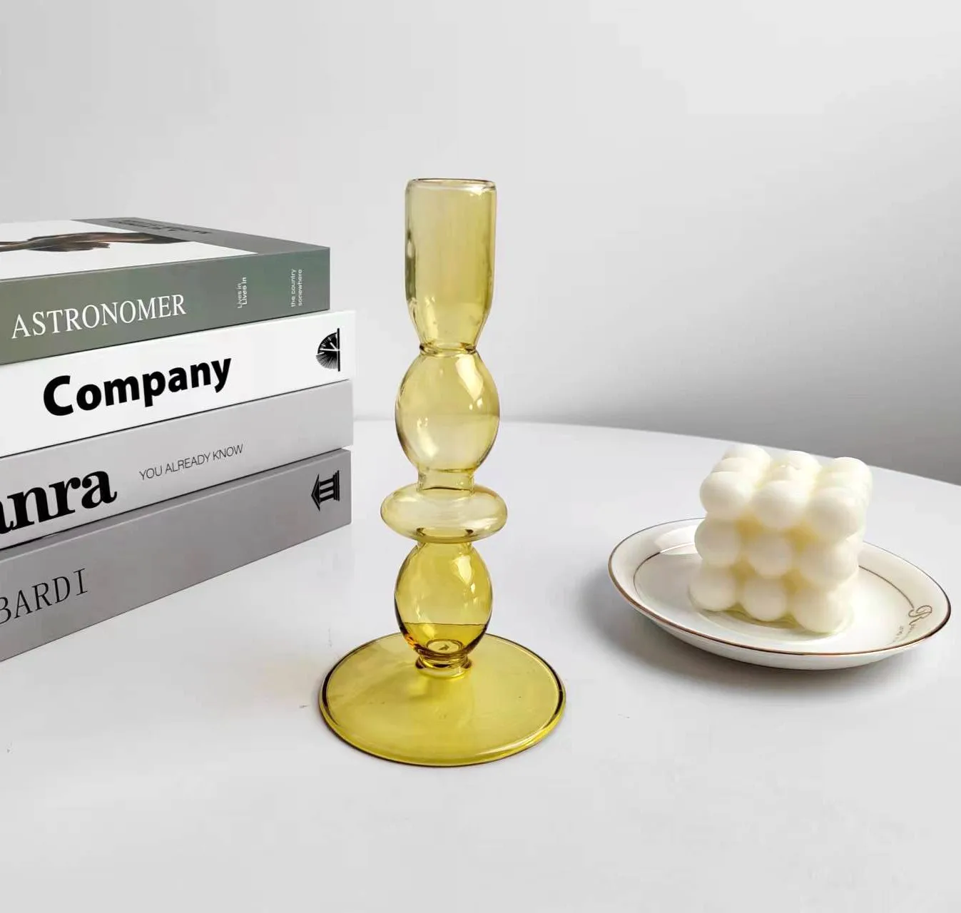 New Arrivals Wholesale Colorful Glass Candlesticks Candle Holders For Candle Making Glass Candle Container