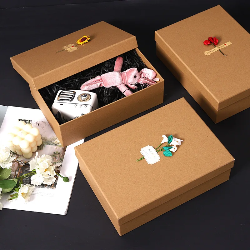 Custom Applique Calla Lily Sunflower Rose Birthday Wedding Gift Packaging Cosmetics Perfume Lipstick Kraft Paper Box