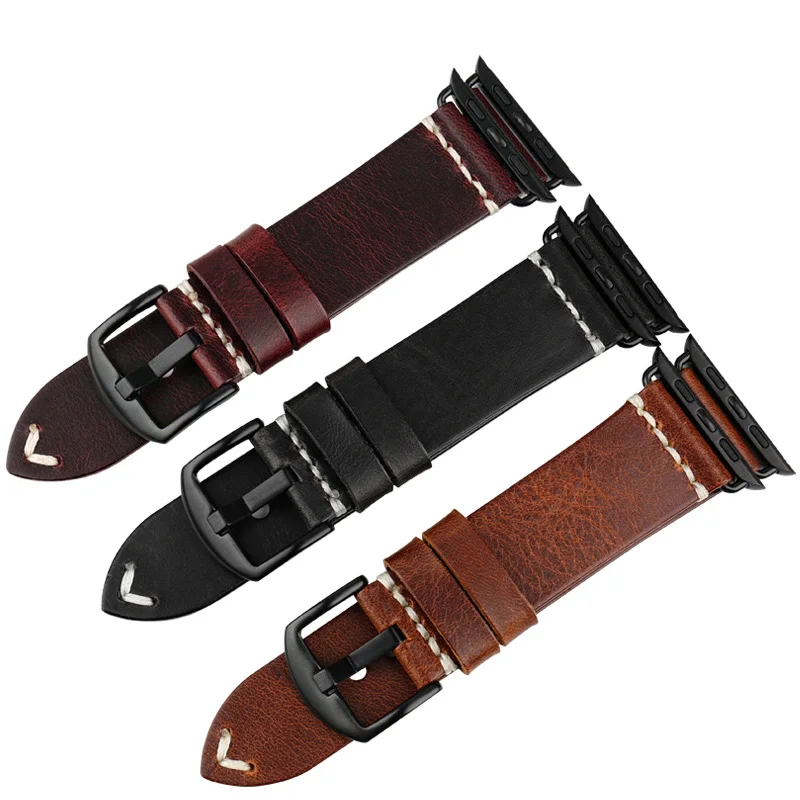  Ремешок MAIKES из вощеной кожи для Apple Watch Band 38 мм 40 42 44 подходит Series SE 6 5 4 3 2