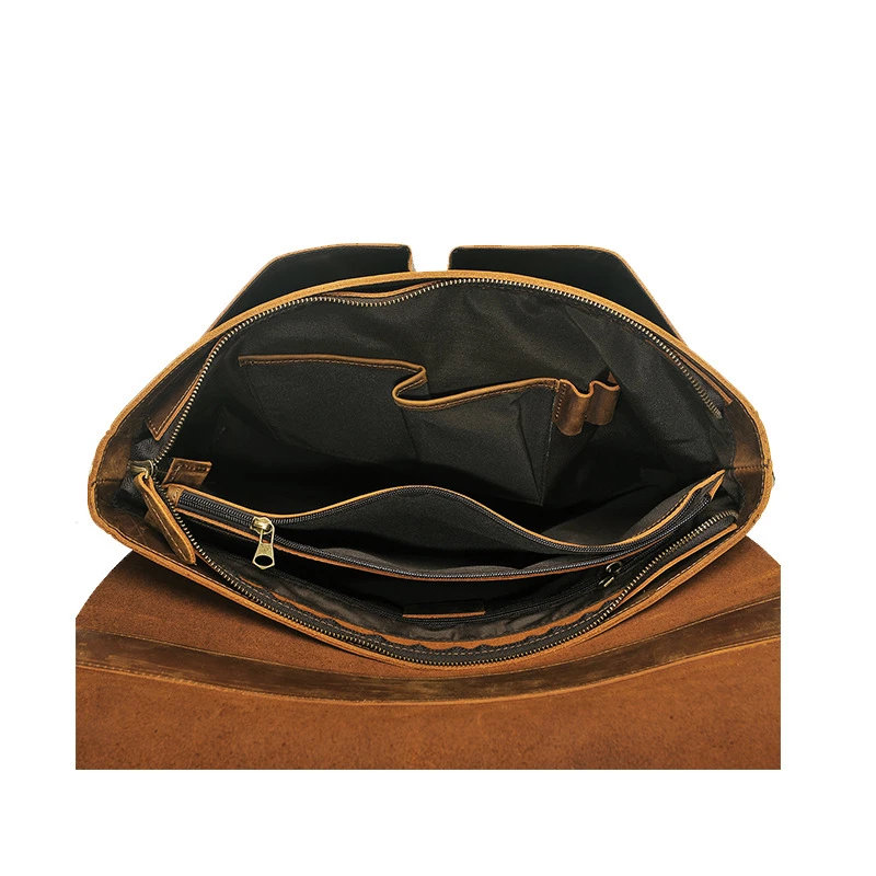 First layer crazy horse leather handbag laptop shoulder bag business briefcase satchel handmade messenger bag for men