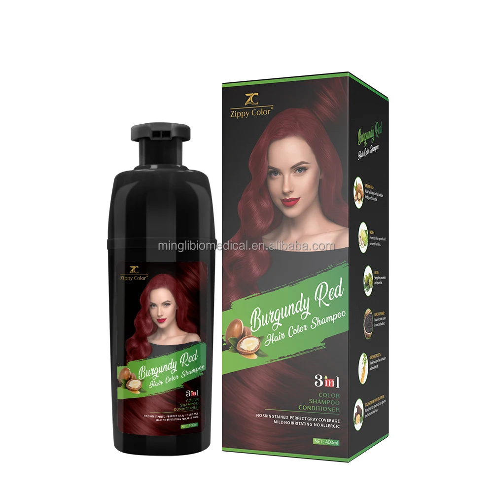Customize Natural Hair Coloring Shampoo Burgundy Red Hair Color Change Shampoo Long-Last Dye Hair Color Shampoo