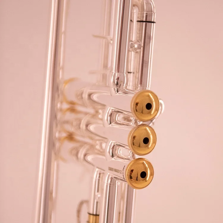 
High Grade Musical Instruments Thick Silver Trumpet Bb Key Brass Trumpet 