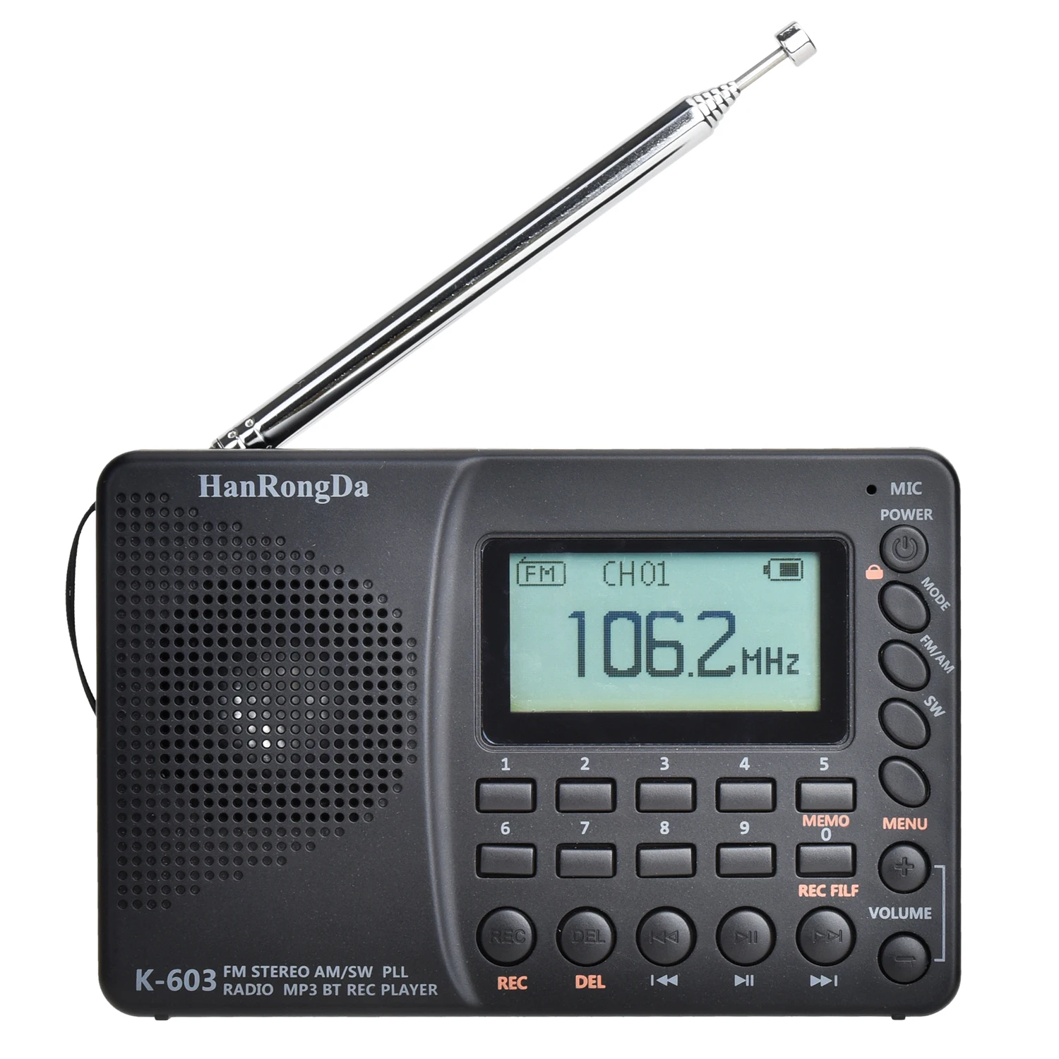  Портативный многофункциональный Pll Am Fm Sw рекордер Bt