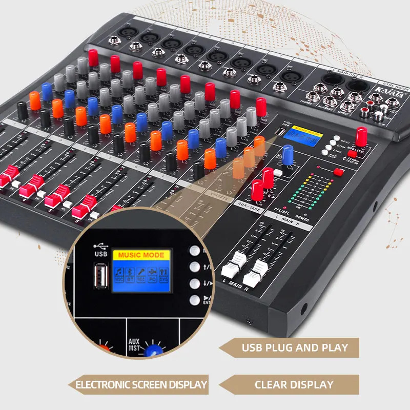 KAIKA CT8-5 Best Selling audio mixer console USB 8-channel Audio music sound dj Mixer