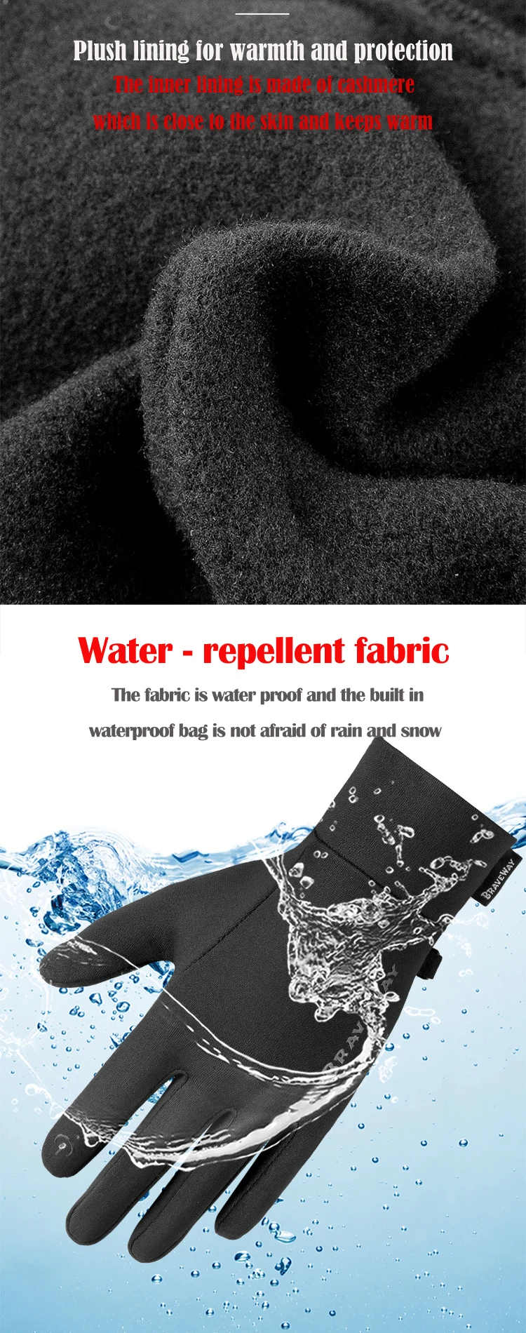 Manufacturer wholesale running cycling and hiking touch screen silicone anti slip and thermal insulation gloves