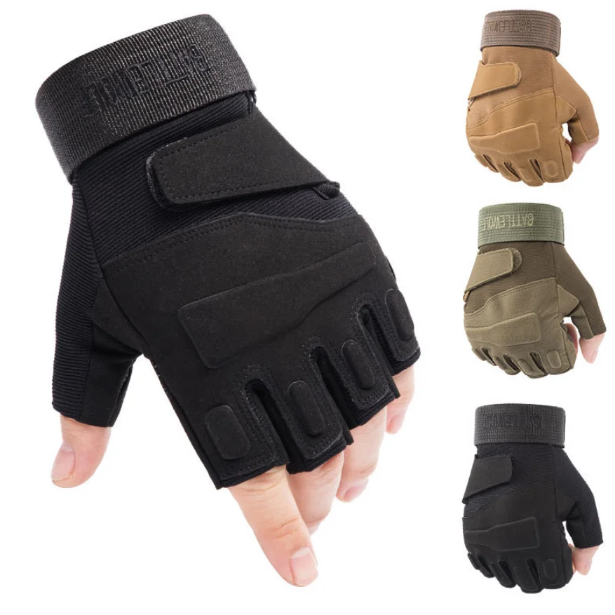 SONICE Custom Logo Sports Gym Cycling Training Shooting Black Half Finger Hand Combat Tactical Gloves for Men