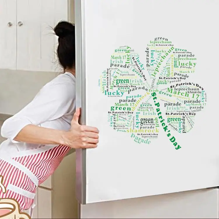 
St Patricks Day Wall Stickers Living room window fridge magnet Shamrock Clover Window Clings Decal 