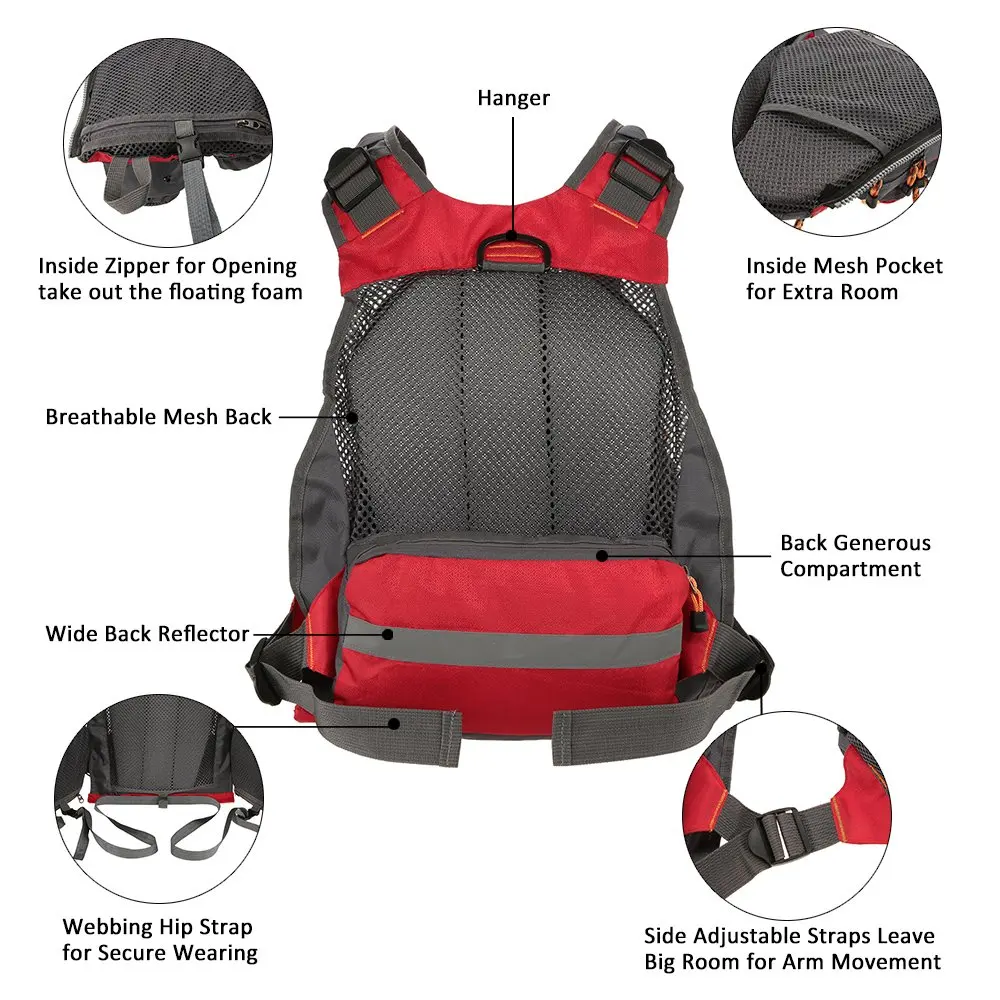 2022 Life Jacket Multi-function Boat Vest Kayak Fishing Clothing Quick Drying Clothes Safety